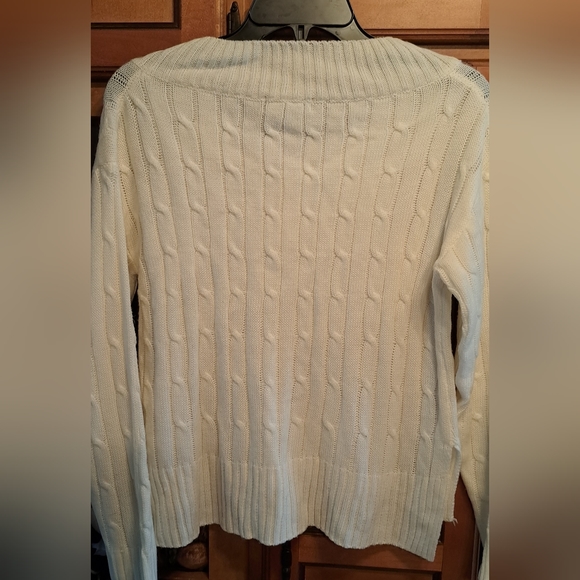 Gorgeous AAKAA Cableknit Cream Ivory Sweater Cropped Side Slits Med - Picture 3 of 7